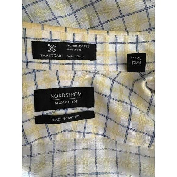 Nordstrom Wrinkle Free Smartcare Traditional FIt Plaid Dress Shirt Size 15.5 - Picture 5 of 5